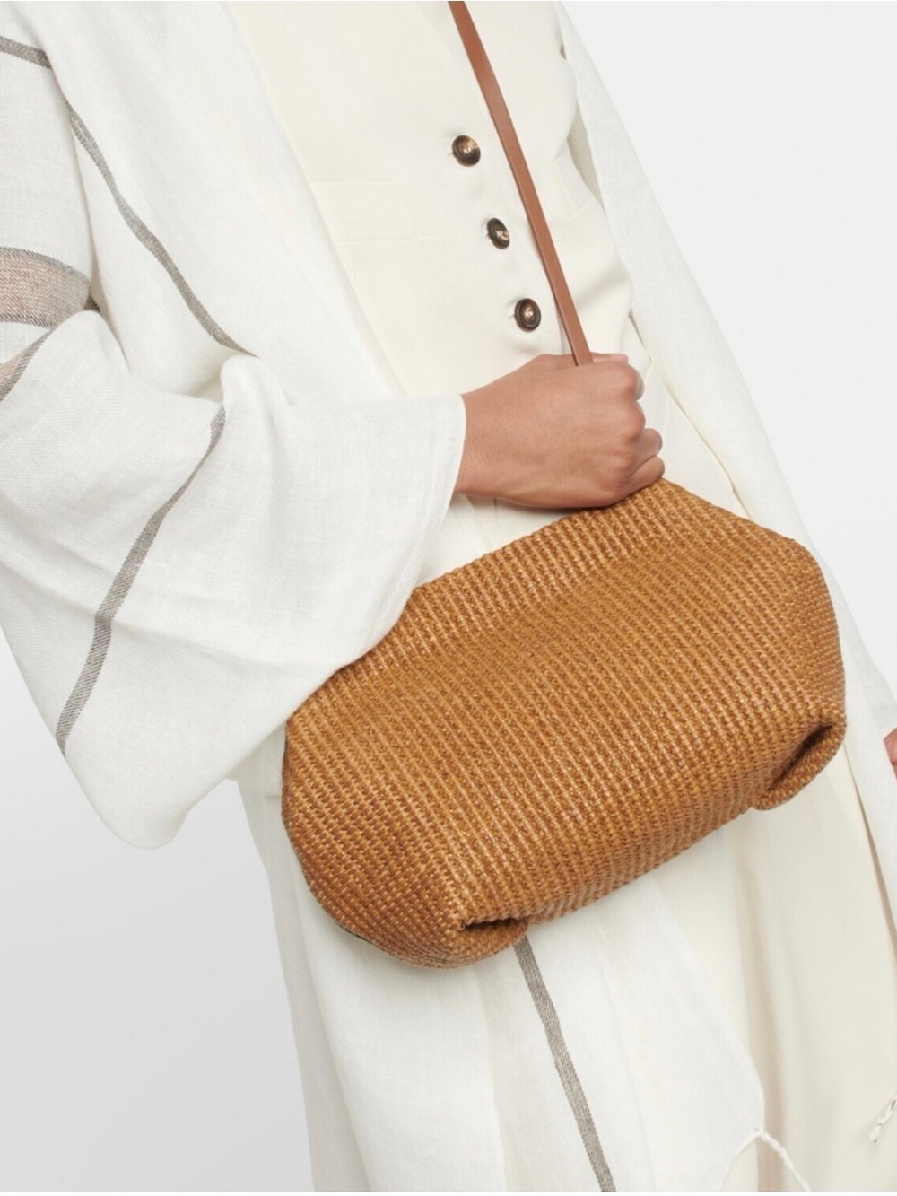 NWT Brunello Cucinelli - Small raffia effect crossbody bag - Picture 6 of 7
